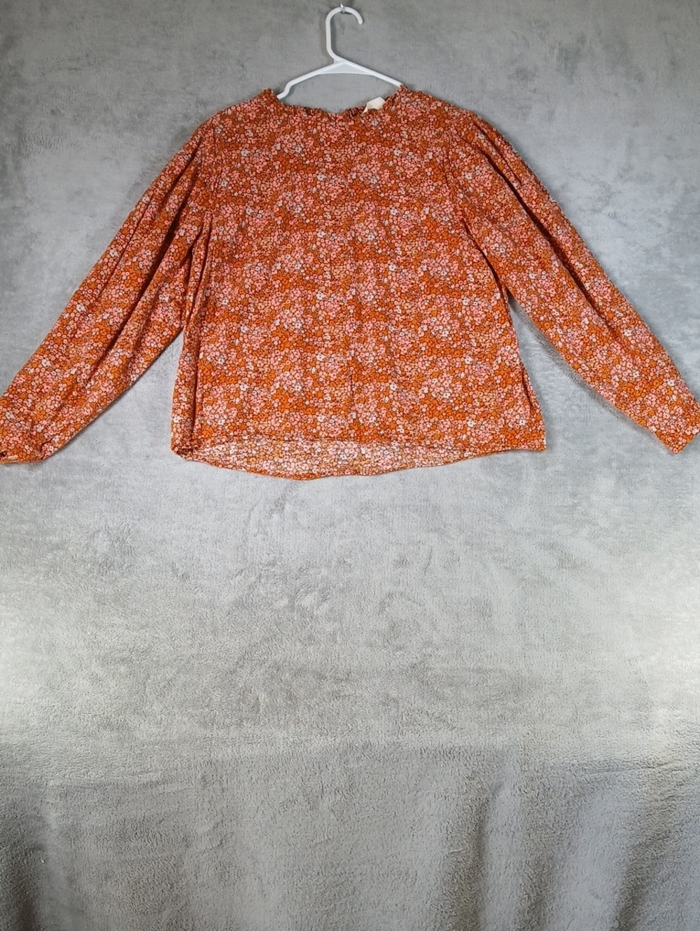 Universal Thread Orange Floral Long-Sleeve Blouse